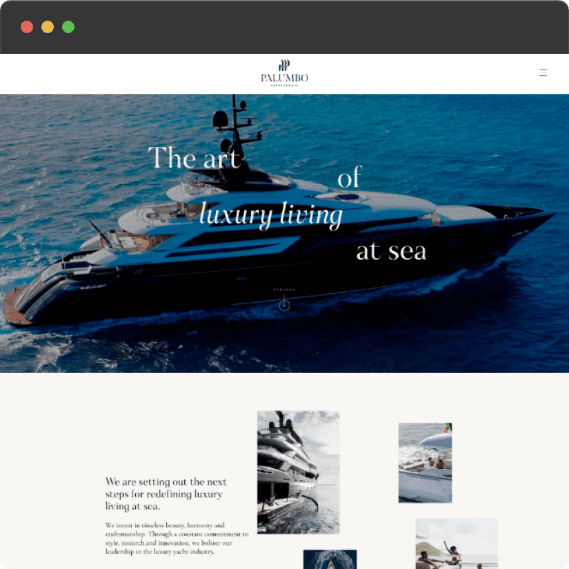 An exclusive website showcasing the excellence of Palumbo Superyachts